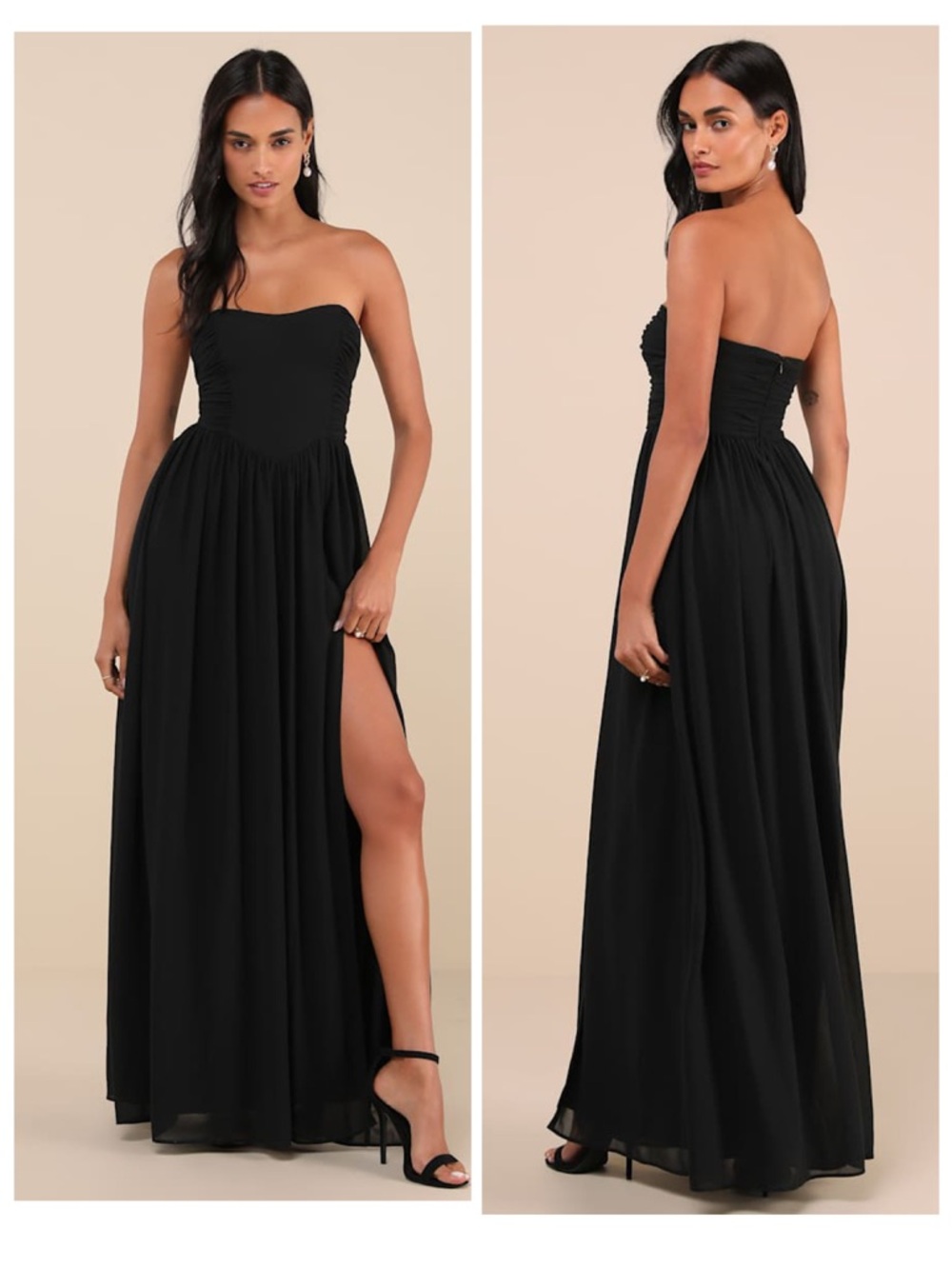 Lulus Luxe Favorite Black Strapless Ruched Maxi Dress Size Small Wedding Guest